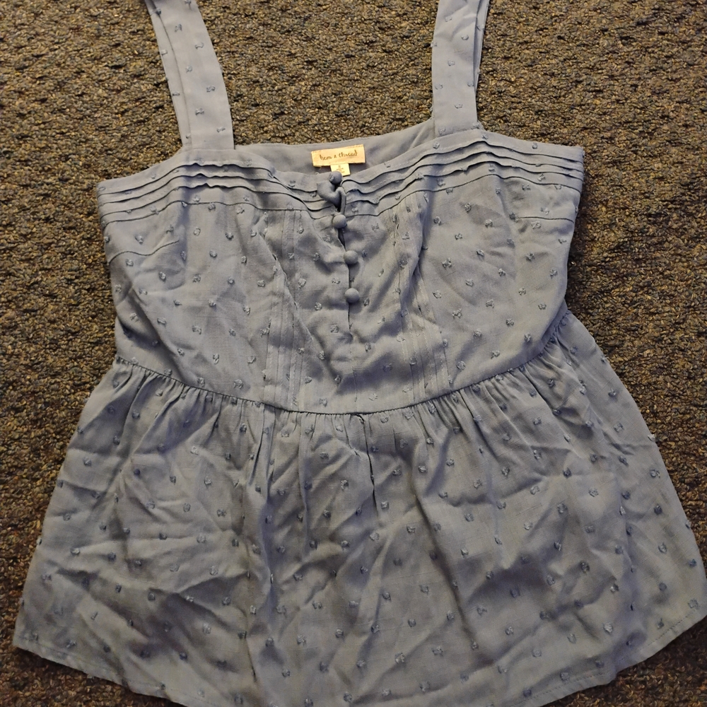 Forever 21 Blue Sleeveless Buttoned Tank Top